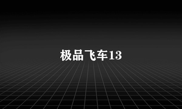 极品飞车13