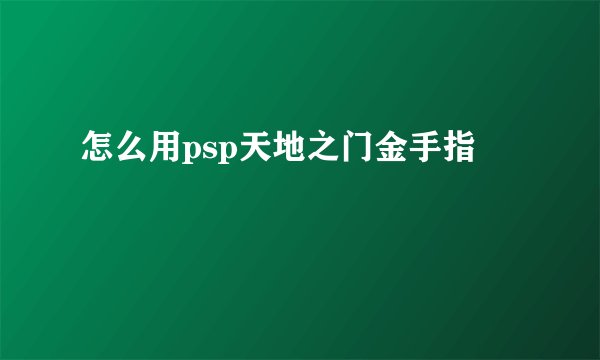 怎么用psp天地之门金手指