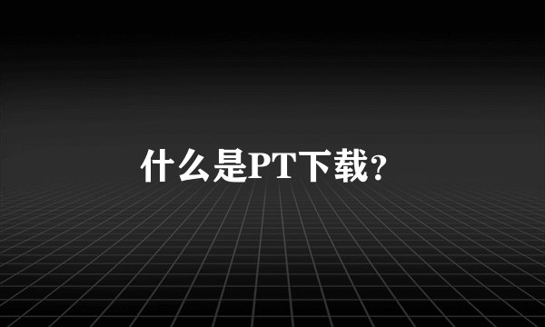 什么是PT下载？