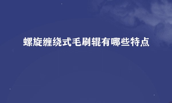 螺旋缠绕式毛刷辊有哪些特点