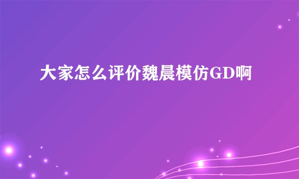 大家怎么评价魏晨模仿GD啊