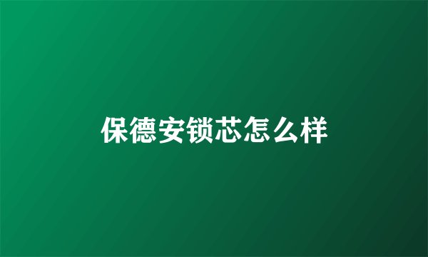 保德安锁芯怎么样