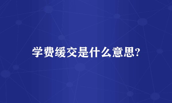 学费缓交是什么意思?