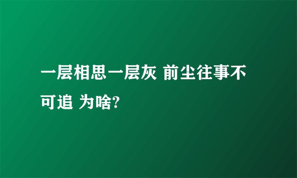一层相思一层灰 前尘往事不可追 为啥?