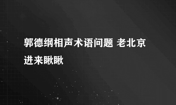 郭德纲相声术语问题 老北京进来瞅瞅