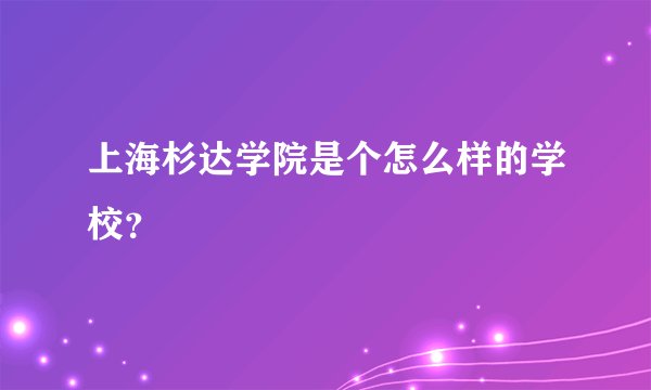 上海杉达学院是个怎么样的学校？