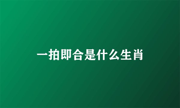 一拍即合是什么生肖