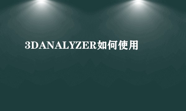 3DANALYZER如何使用
