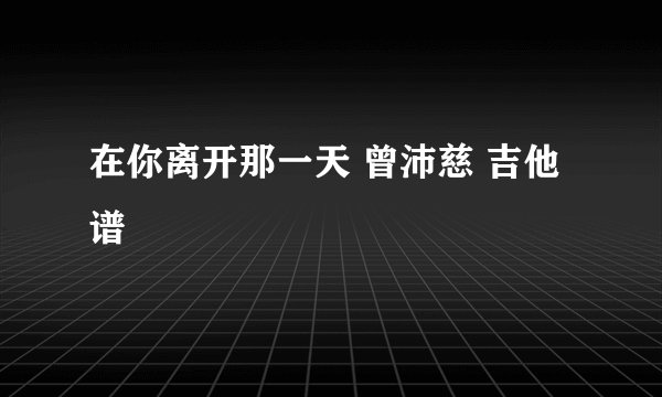 在你离开那一天 曾沛慈 吉他谱