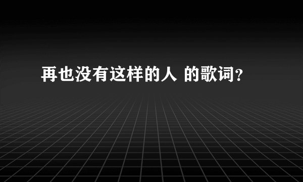 再也没有这样的人 的歌词？