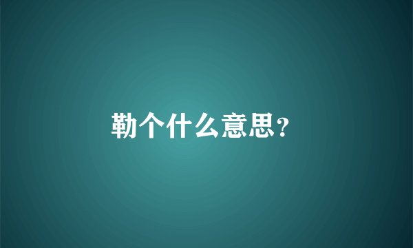 勒个什么意思？
