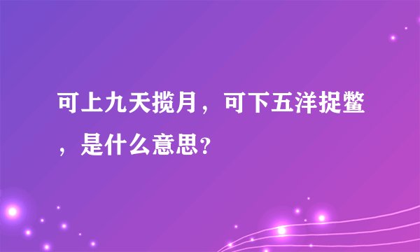 可上九天揽月，可下五洋捉鳖，是什么意思？