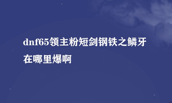 dnf65领主粉短剑钢铁之鳞牙在哪里爆啊