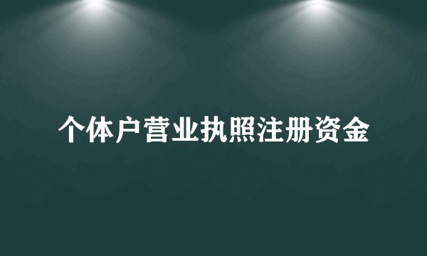 个体户营业执照注册资金