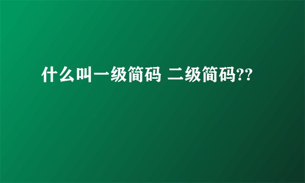 什么叫一级简码 二级简码??
