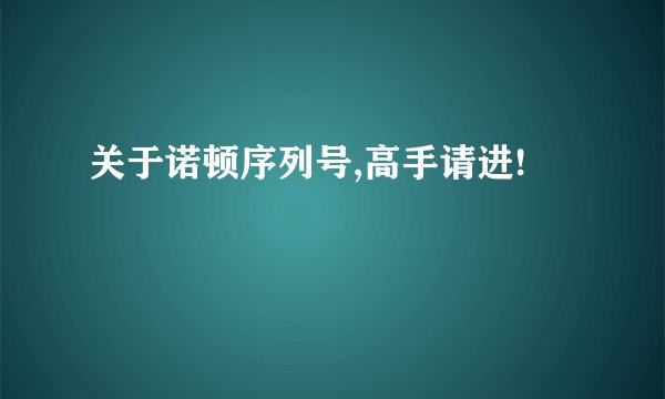 关于诺顿序列号,高手请进!