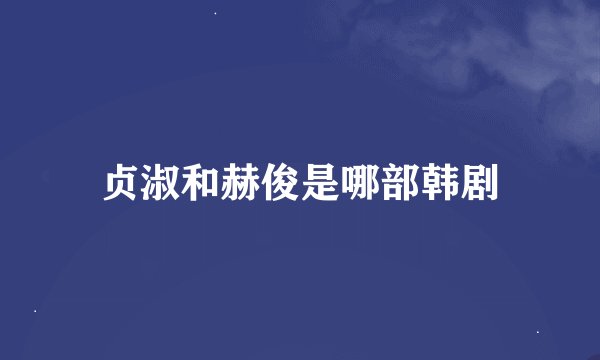 贞淑和赫俊是哪部韩剧