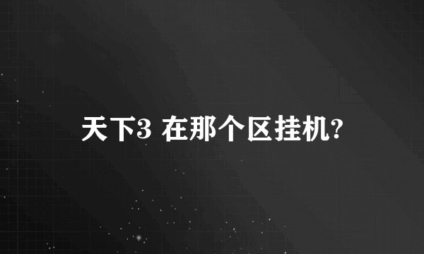 天下3 在那个区挂机?