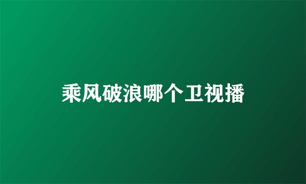 乘风破浪哪个卫视播