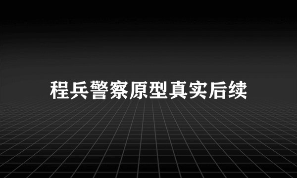 程兵警察原型真实后续