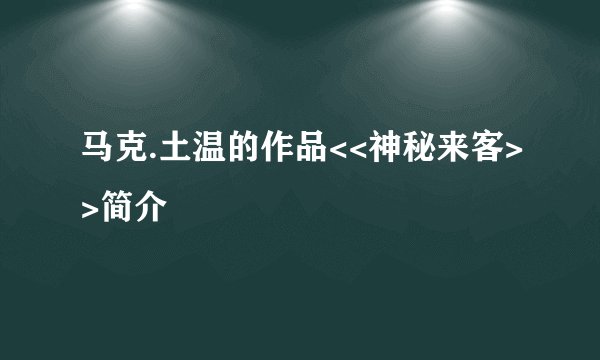 马克.土温的作品<<神秘来客>>简介