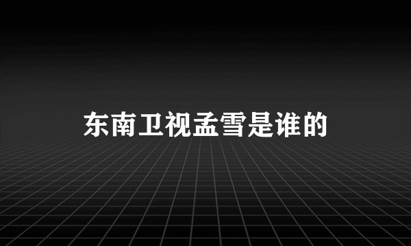 东南卫视孟雪是谁的