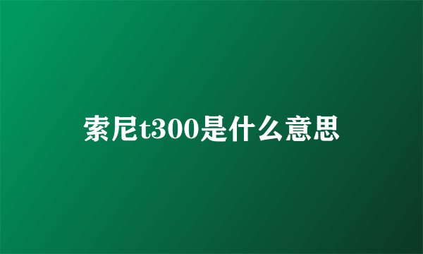 索尼t300是什么意思