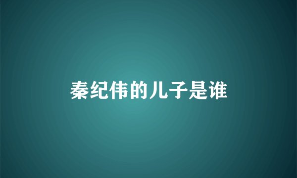 秦纪伟的儿子是谁