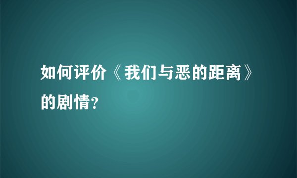 如何评价《我们与恶的距离》的剧情？