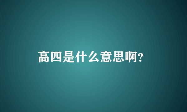 高四是什么意思啊？