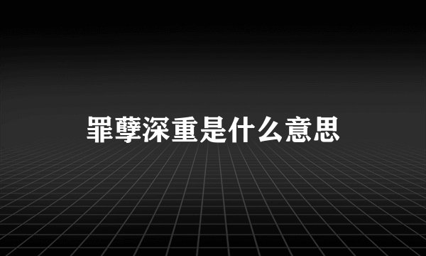 罪孽深重是什么意思