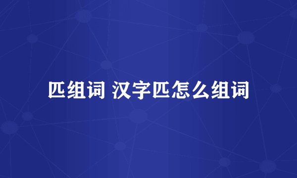 匹组词 汉字匹怎么组词