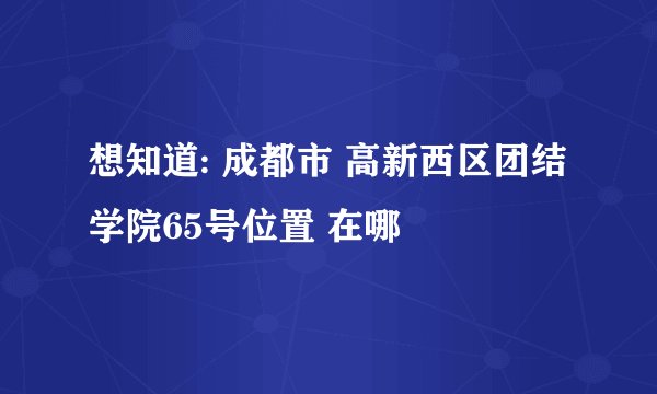 想知道: 成都市 高新西区团结学院65号位置 在哪
