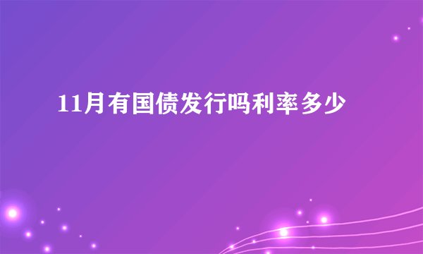 11月有国债发行吗利率多少