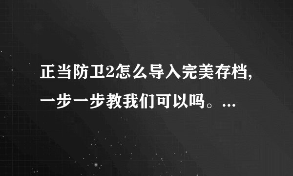 正当防卫2怎么导入完美存档,一步一步教我们可以吗。最好是图解？