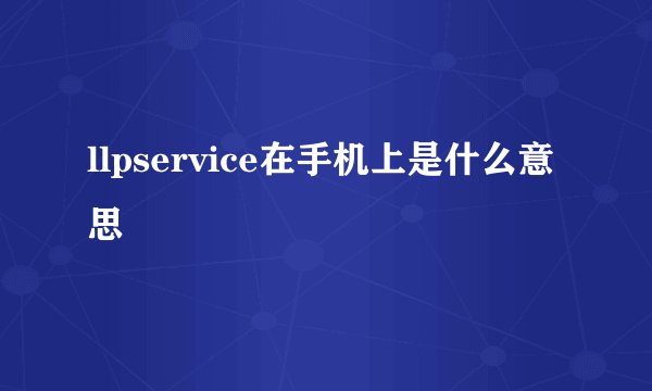llpservice在手机上是什么意思