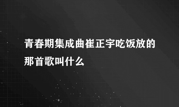 青春期集成曲崔正宇吃饭放的那首歌叫什么