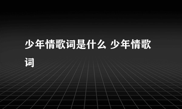 少年情歌词是什么 少年情歌词