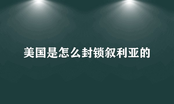 美国是怎么封锁叙利亚的