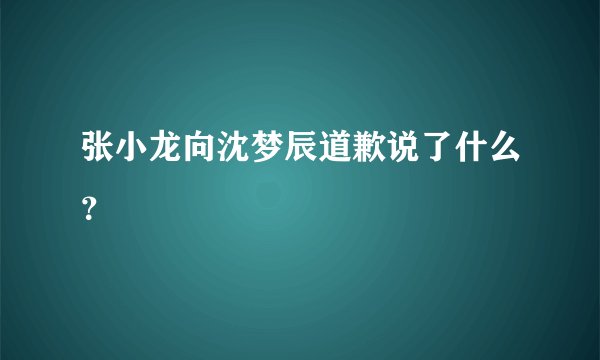 张小龙向沈梦辰道歉说了什么？