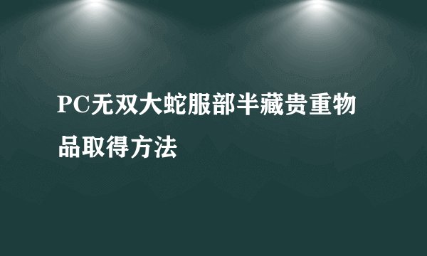 PC无双大蛇服部半藏贵重物品取得方法
