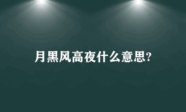 月黑风高夜什么意思?