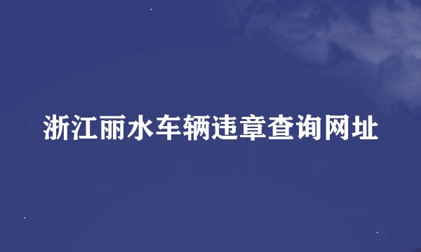 浙江丽水车辆违章查询网址