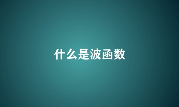 什么是波函数