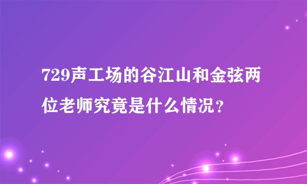 729声工场的谷江山和金弦两位老师究竟是什么情况？