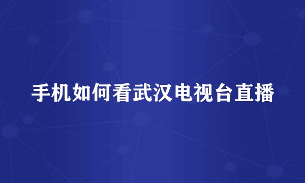 手机如何看武汉电视台直播