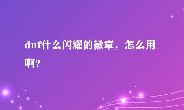 dnf什么闪耀的徽章，怎么用啊？