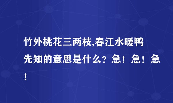 竹外桃花三两枝,春江水暖鸭先知的意思是什么？急！急！急！