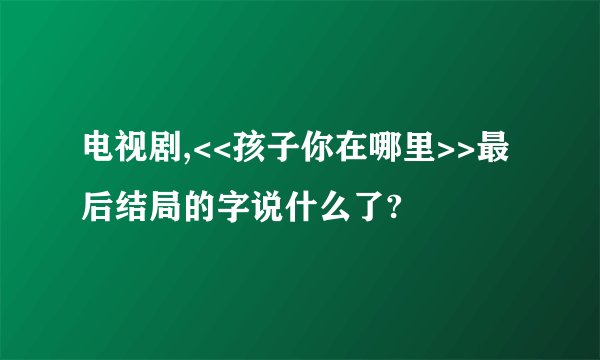 电视剧,<<孩子你在哪里>>最后结局的字说什么了?