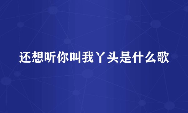 还想听你叫我丫头是什么歌